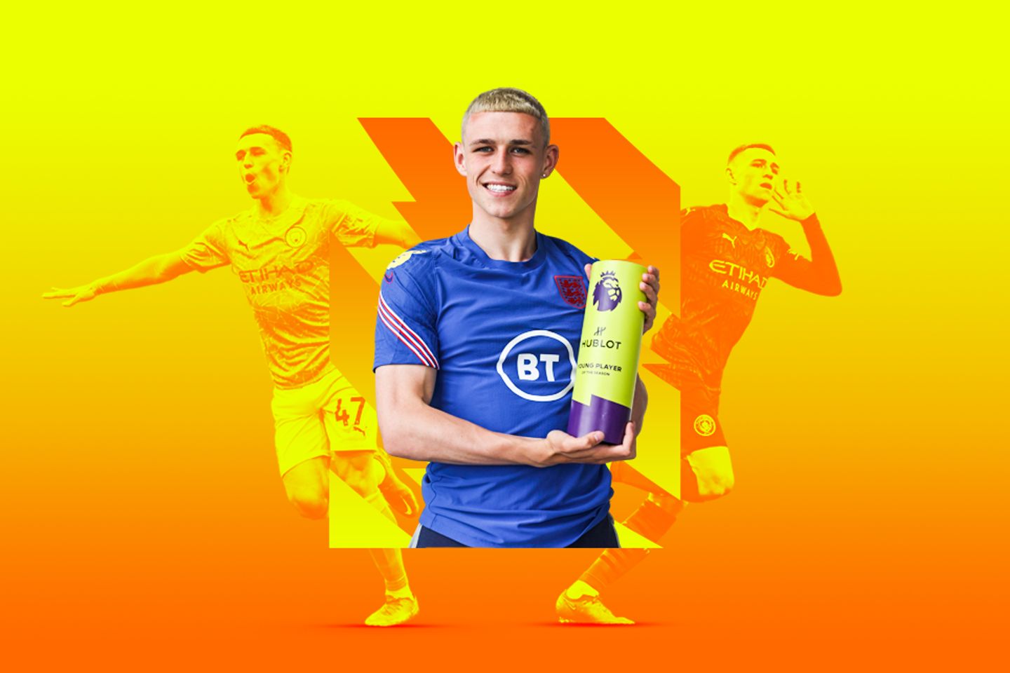 Phil Foden with the Hublot Young Player of the Season award
