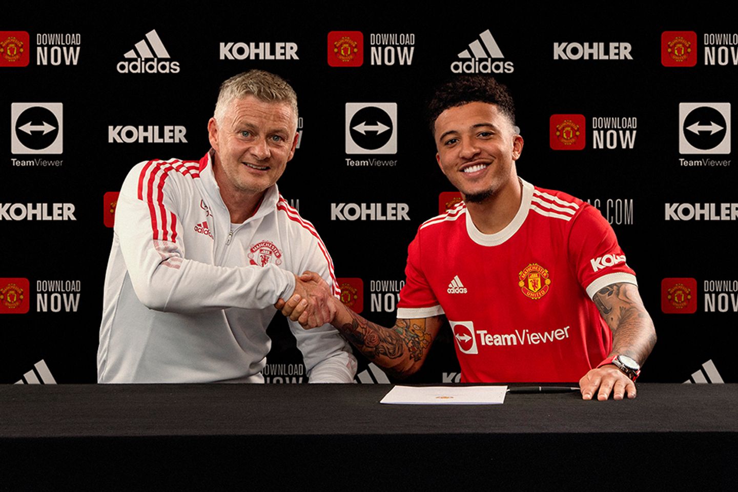 Jadon Sancho and Ole Gunnar Solskjaer