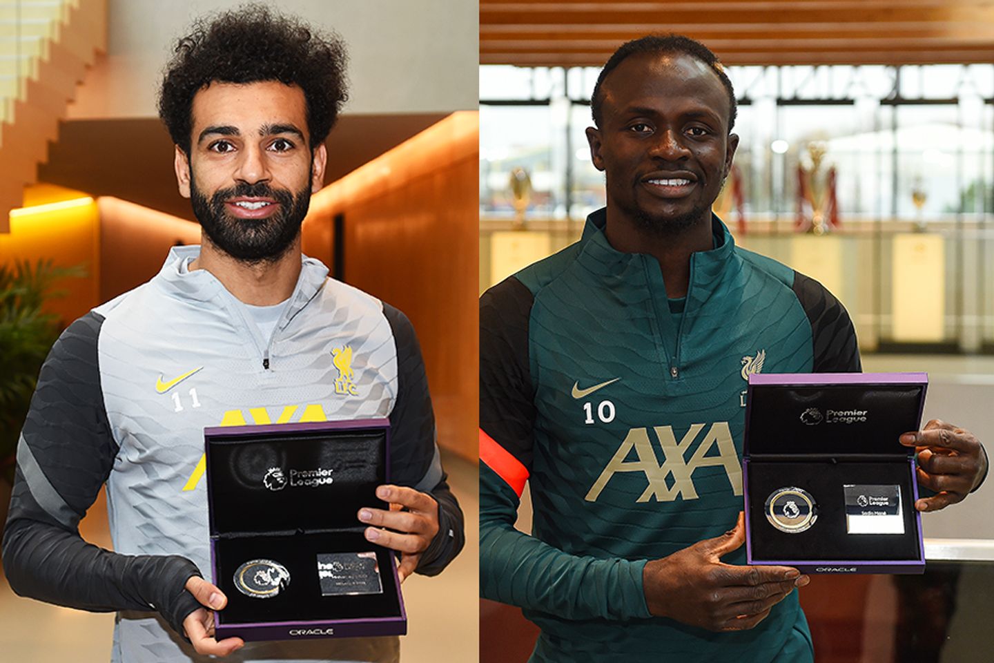 Mohamed Salah and Sadio Mane with Oracle Milestone Awards