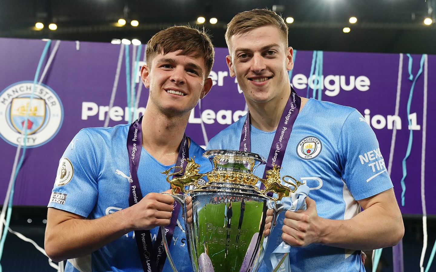 Liam Delap, James McAtee, Manchester City, with PL2 Trophy