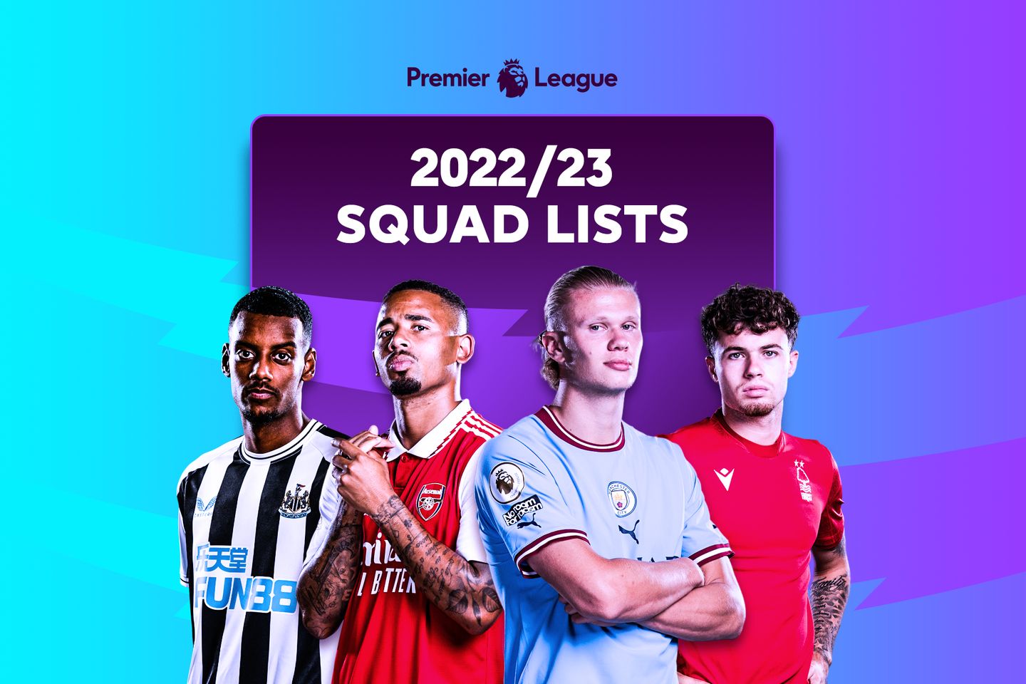 Sep 2022 player squad lists graphic Isak, Jesus, Haaland, Williams