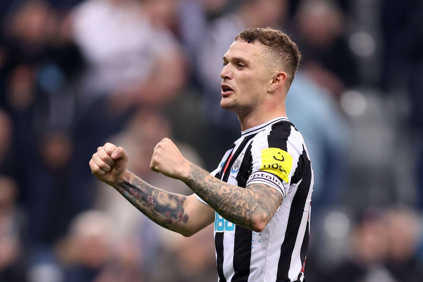 Kieran Trippier of Newcastle United celebrates after victory in the Premier League match between Newcastle United and Chelsea