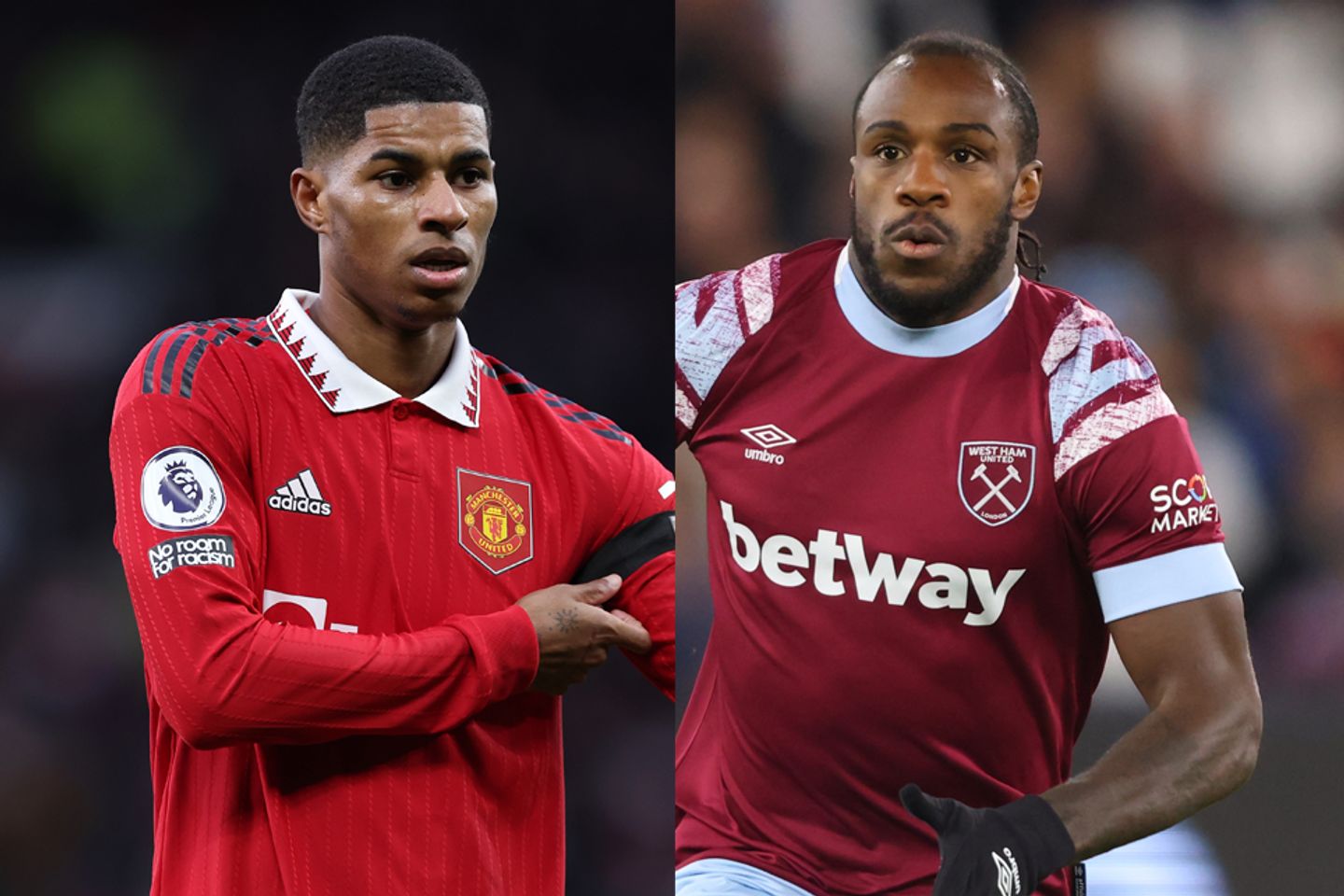 Marcus Rashford and Michail Antonio