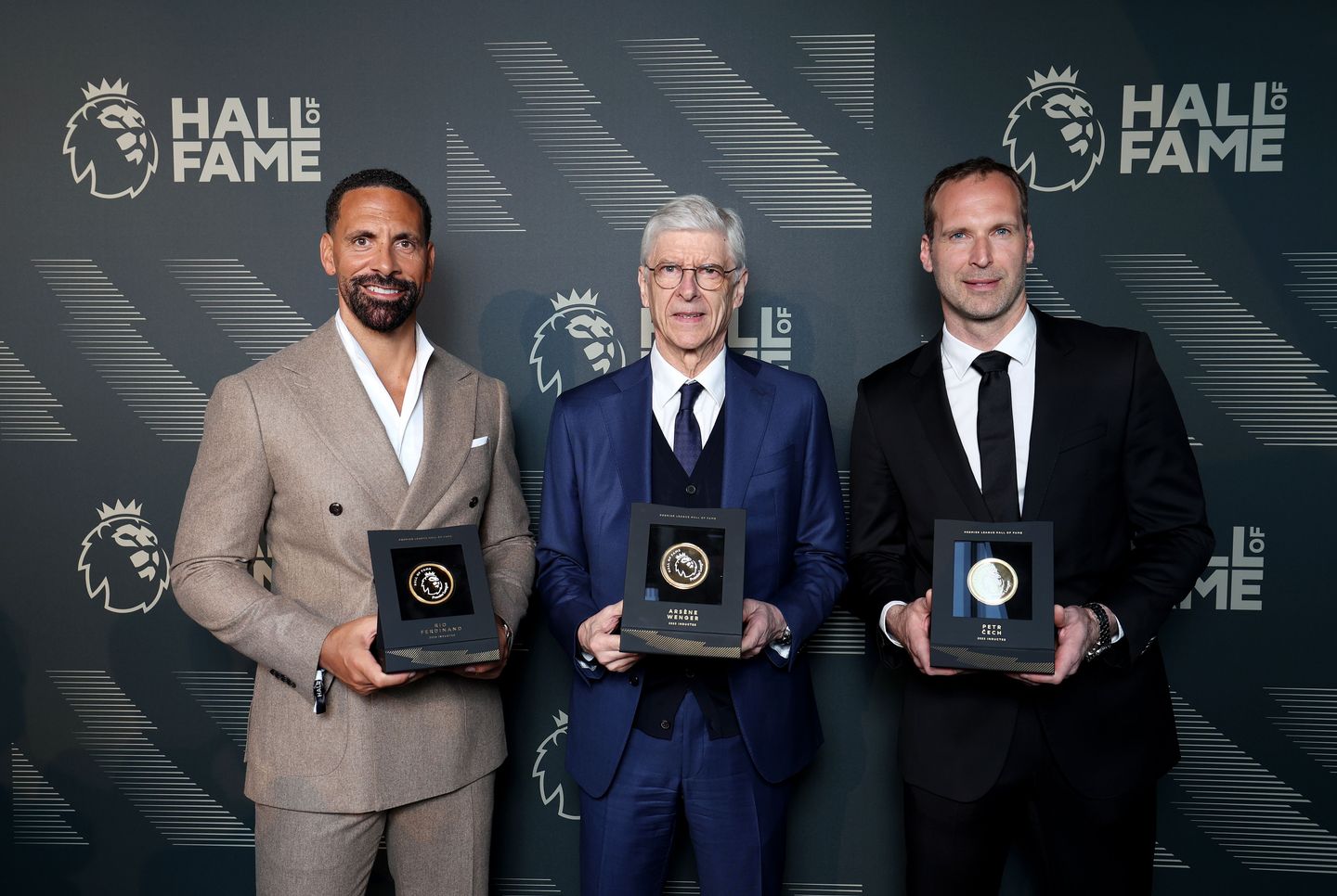 2023 Hall of Fame - Arsene Wenger, Rio Ferdinand and Petr Cech with medals