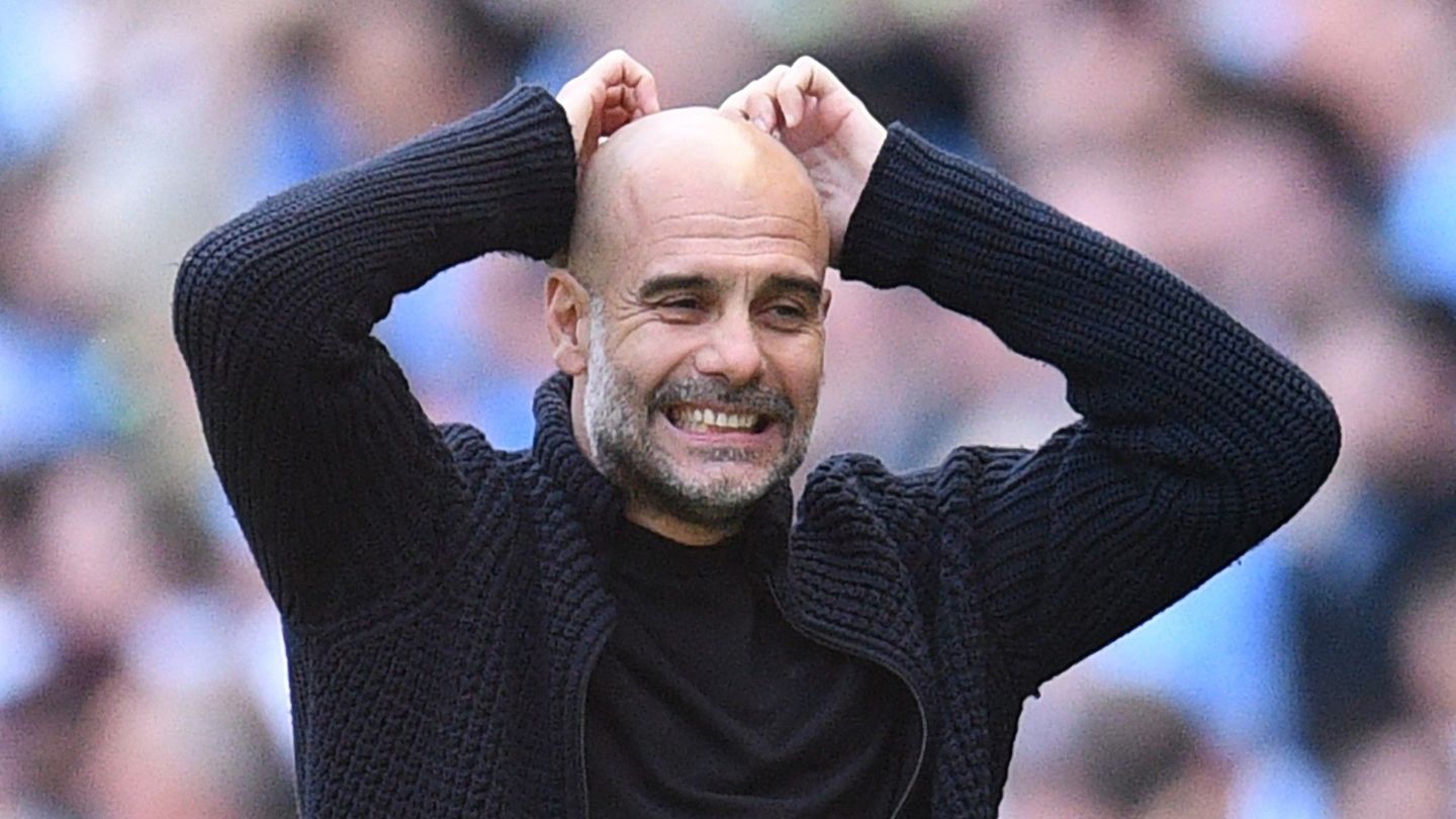 Pep Guardiola reacts