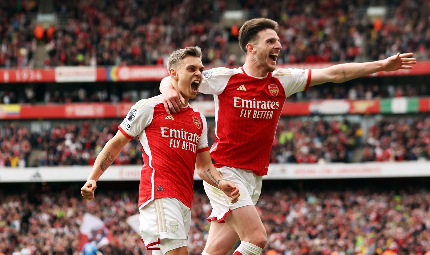 Arsenal Trossard & Rice cele