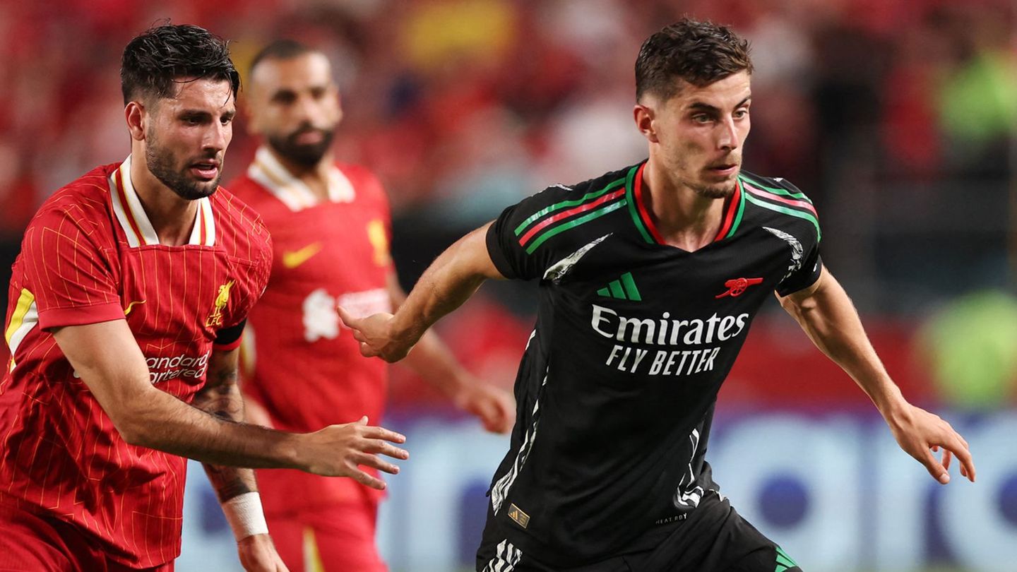 Dominik Szoboszlai v Kai Havertz pre season 2024 Liverpool v Arsenal