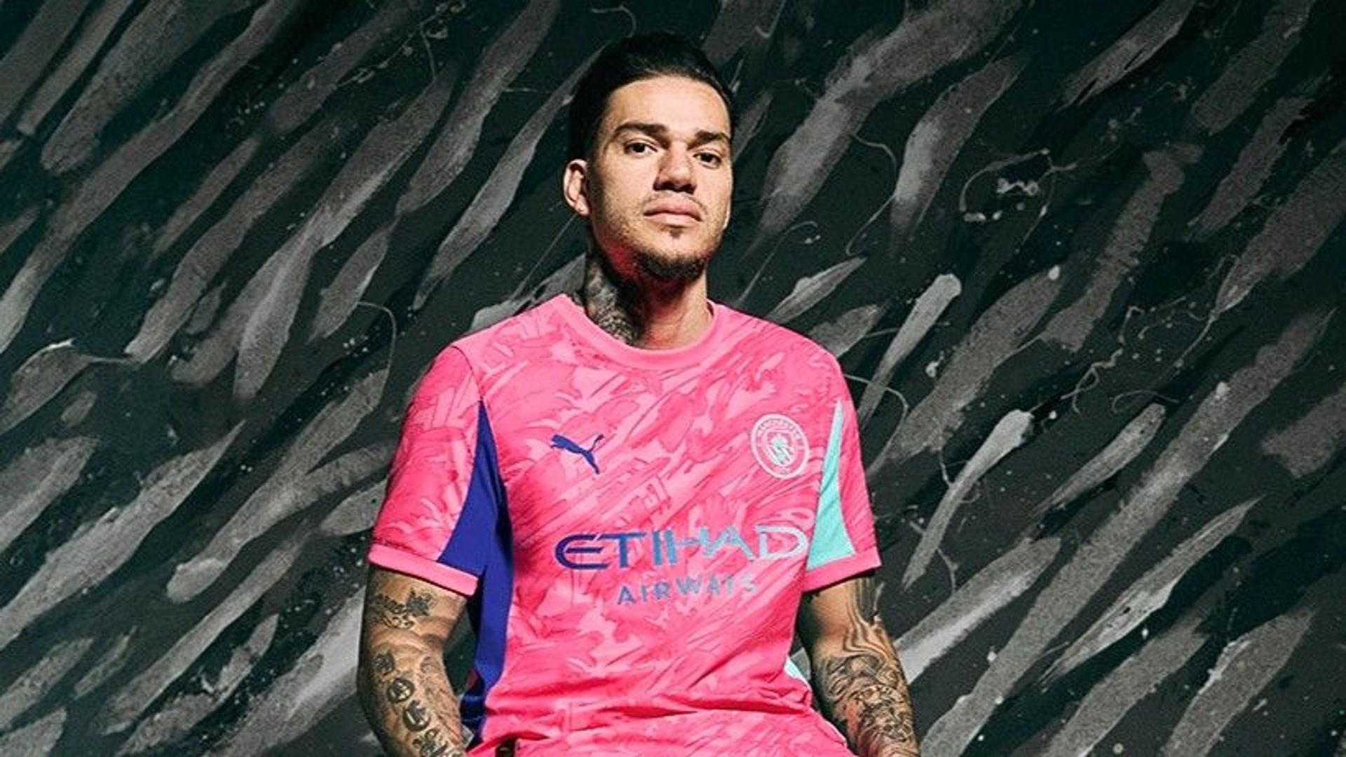 Ederson in Man City's goalkeeper kit