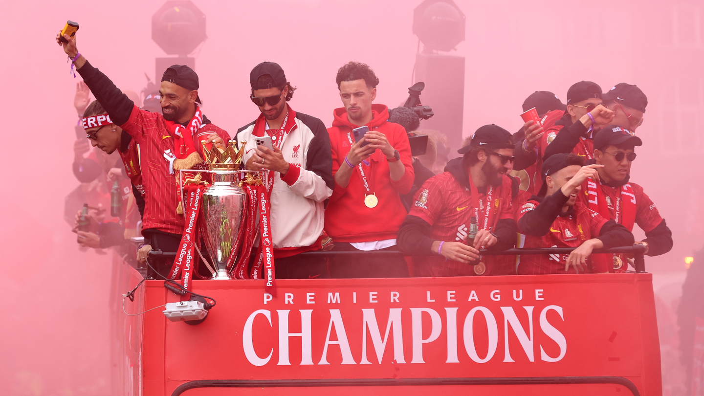 LFC Bus Parade Mo Salah raised arm