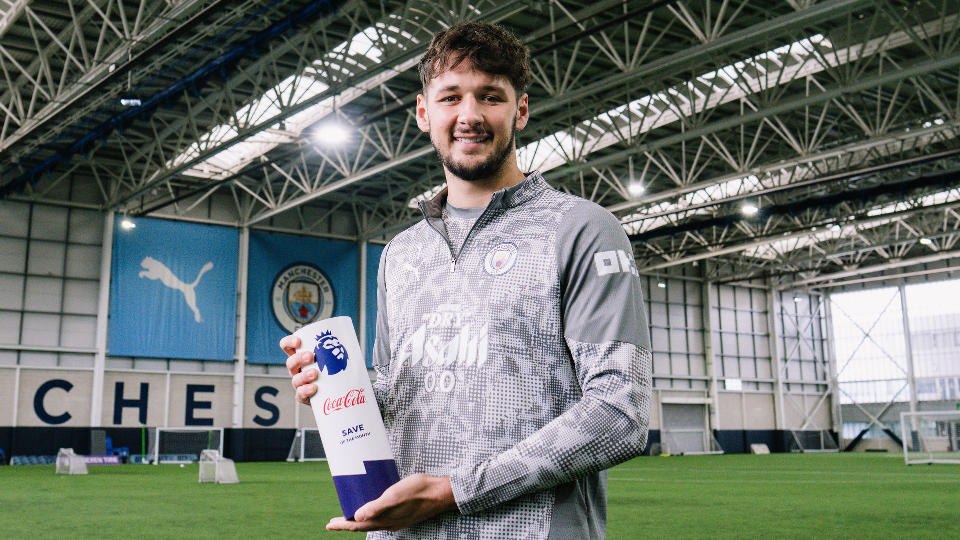 Manchester City goalkeeper James Trafford wins August 2025's Coca-Cola Save of the Month award for sensational stop against Brighton