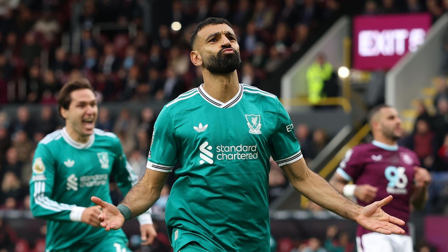 Mohamed Salah of Liverpool celebrating a goal