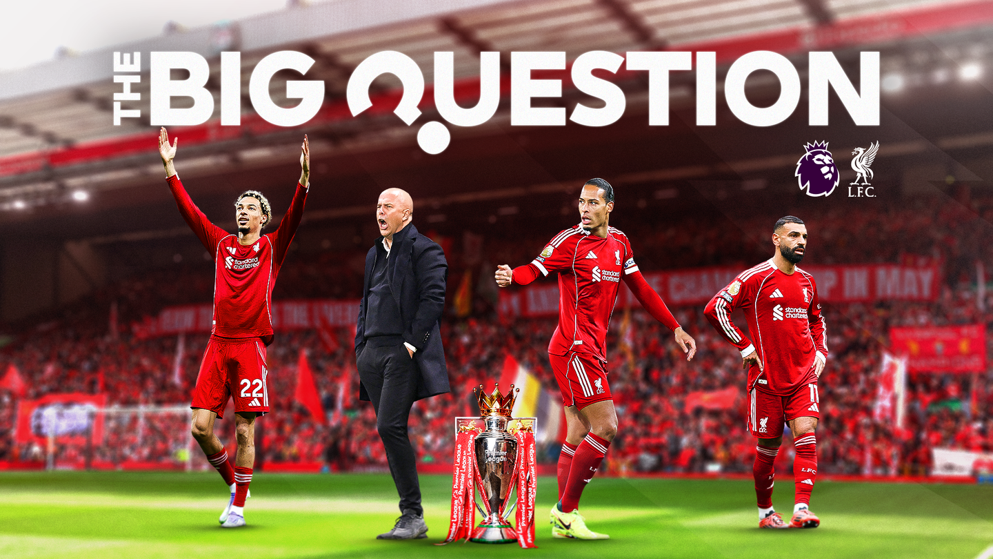 Big Question lead image showing Ekitike, Slot, Van Dijk and Salah