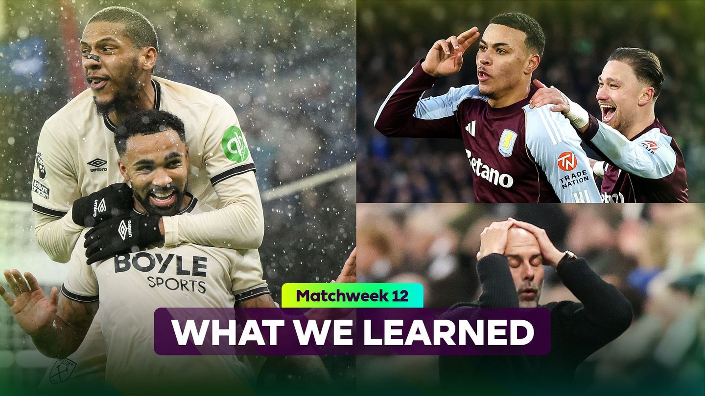 Composite of Callum Wilson, Morgan Rogers and Matty Cash celebrating, Pep Guardiola with hands on head.jpg