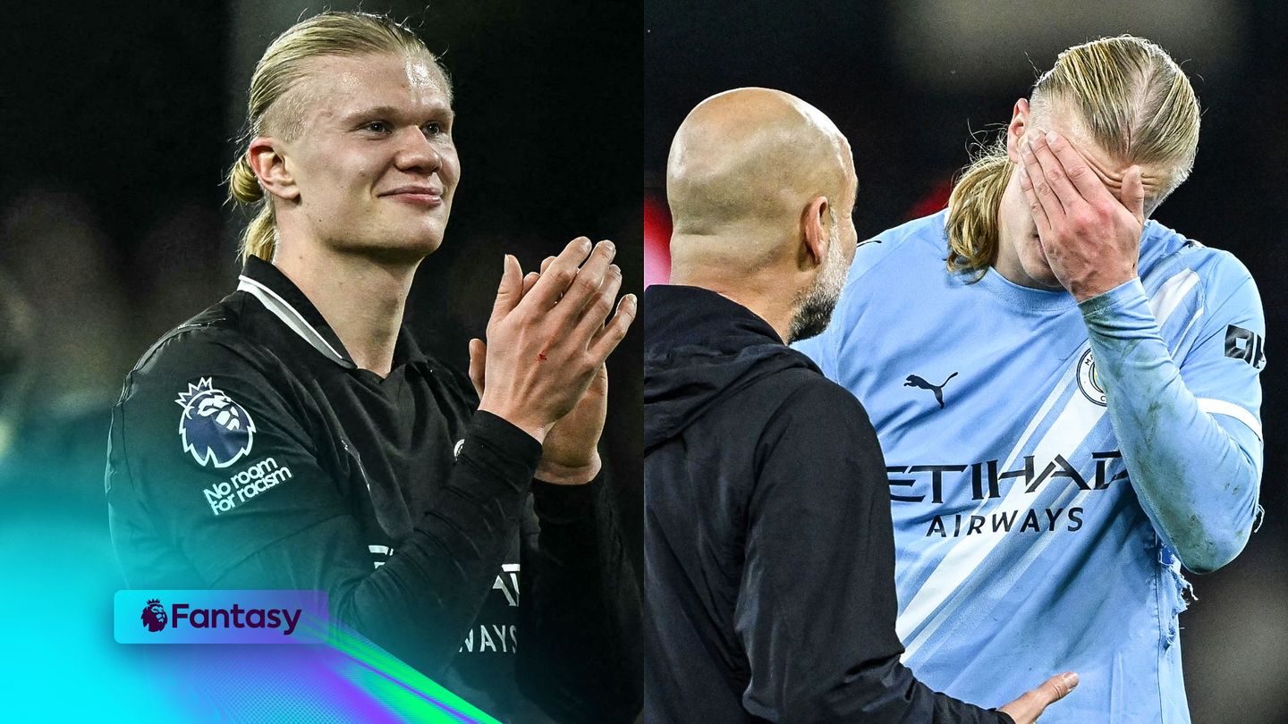 A composite image of Erling Haaland with Fantasy overlay