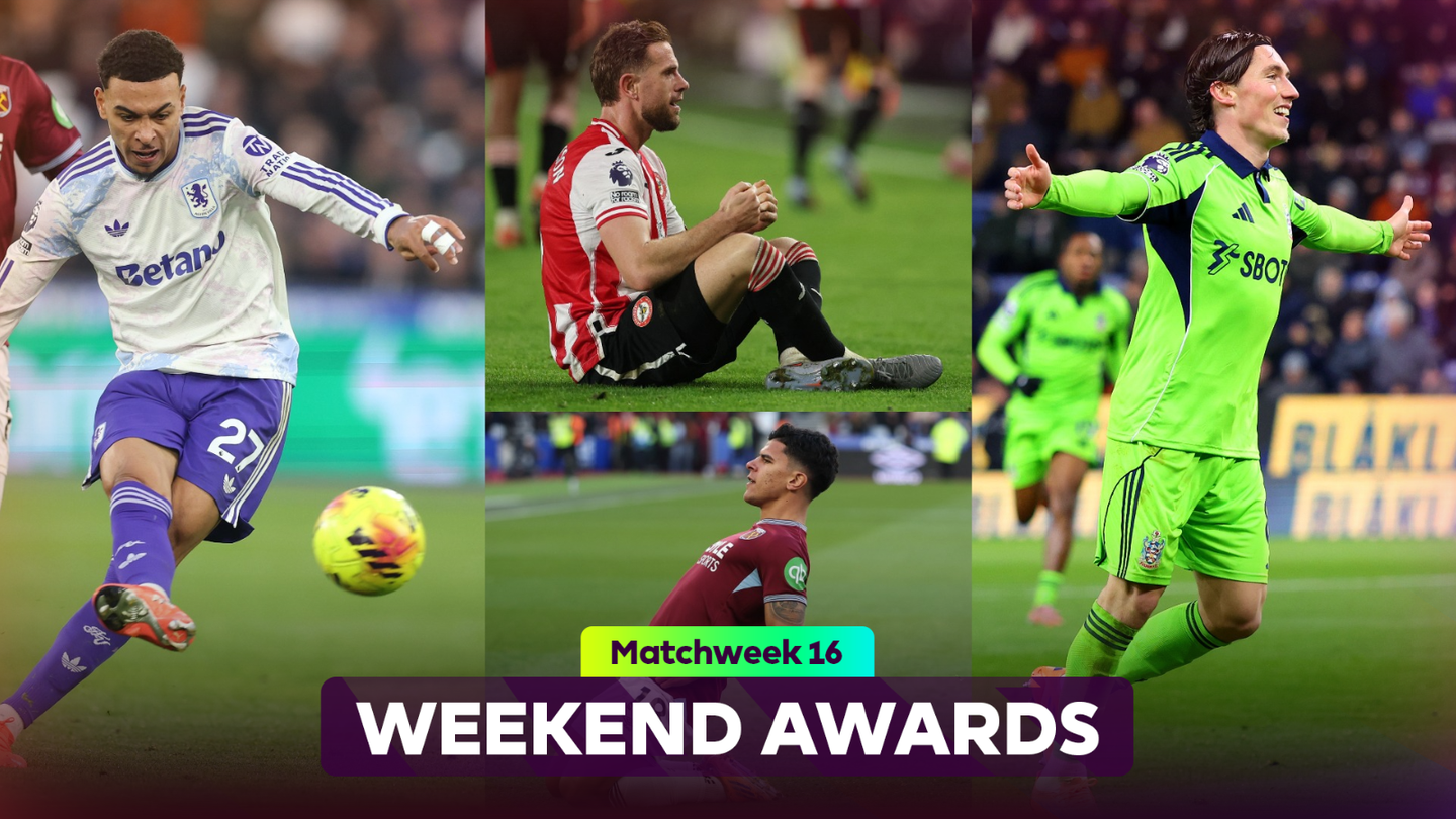 MW16 Weekend Awards- Rogers scores (left), Black Cat tifo (top middle), Henderson tribute (bottom middle), Wilson celebrates (right)