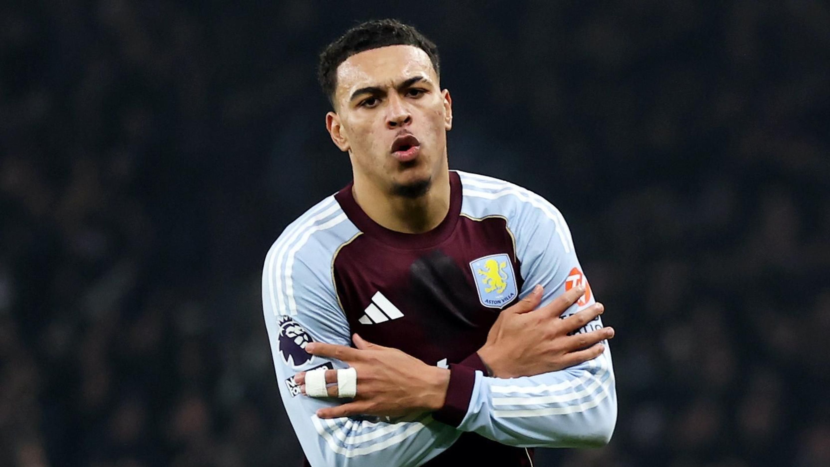 Morgan Rogers celebrating a goal for Aston Villa, posing a dilemma for FPL Gameweek 20 strategy