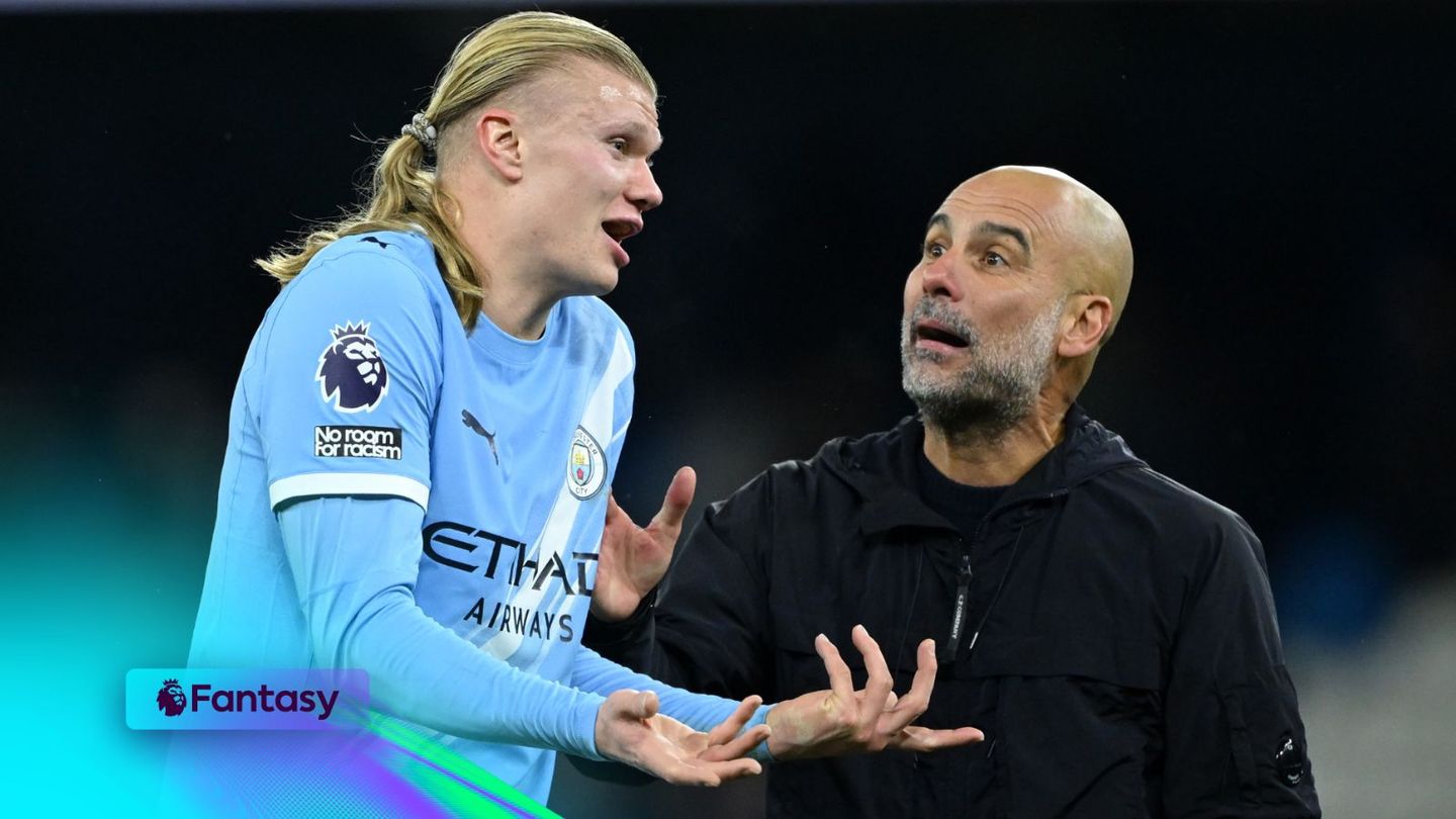 An image of Erling Haaland and Pep Guardiola for FPL