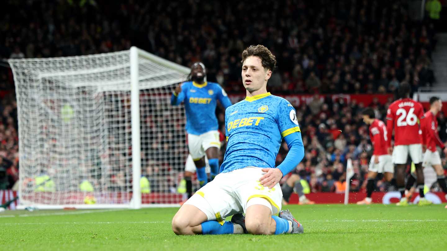 Ladislav Krejci celebrates scoring his team's first goal during the Premier League match between Man Utd and Wolves at Old Trafford