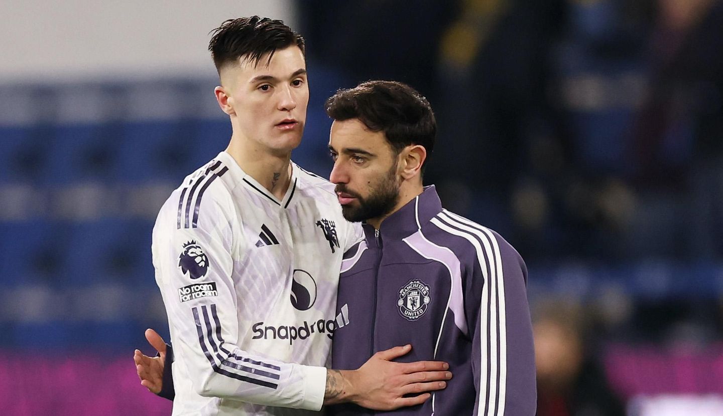 Benjamin Sesko (left) and Bruno Fernandes (right)