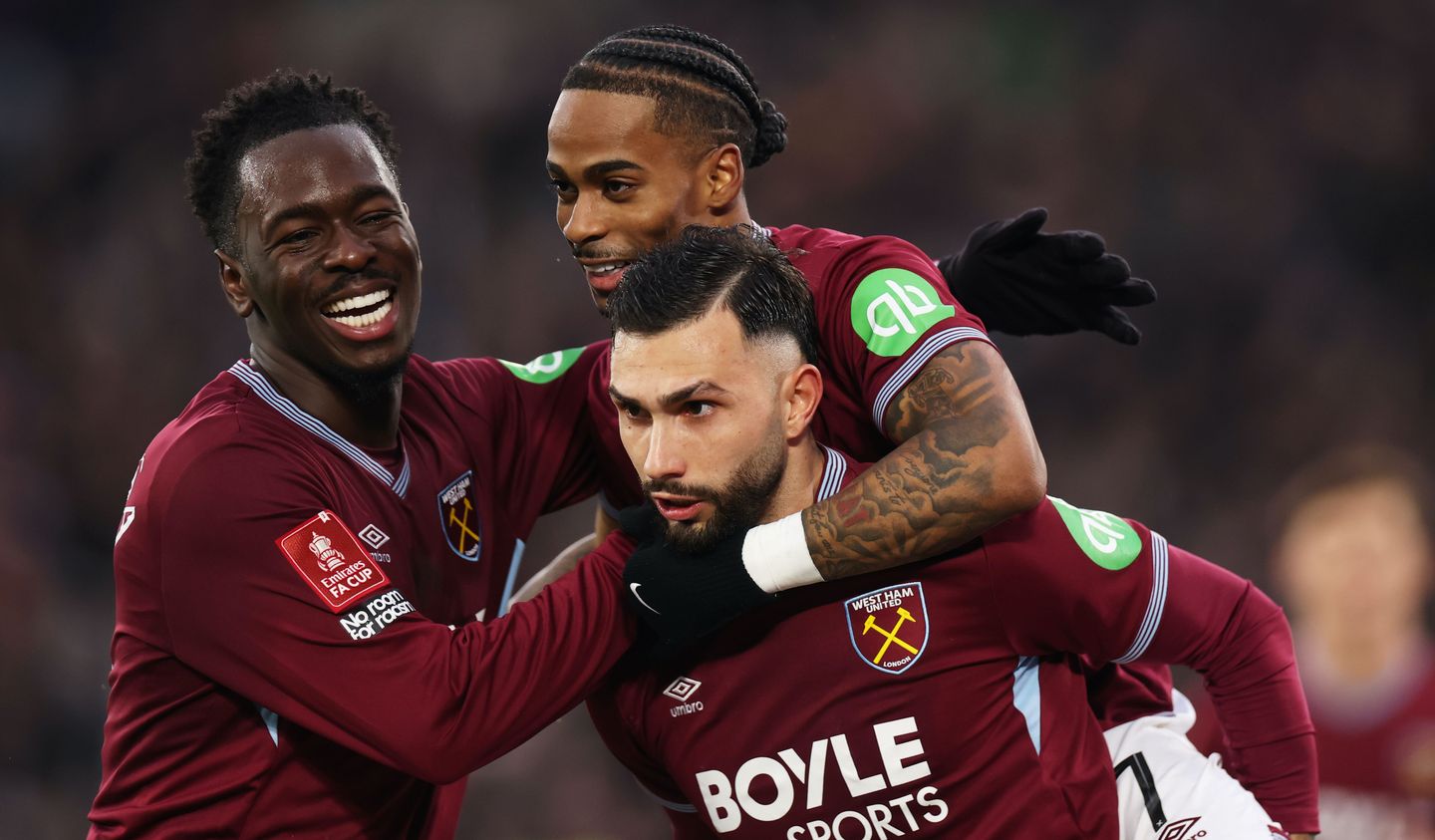 Goalscorers Summerville (top right) and Castellanos (bottom right)