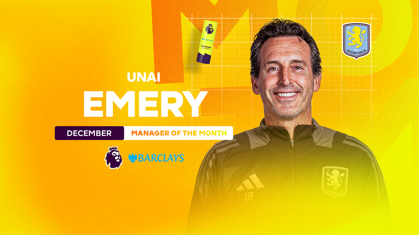 An image of Unai Emery for Barclays December Manager of the Month