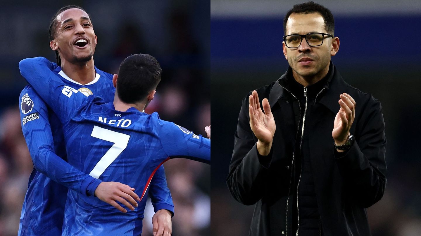 Montage of Joao Pedro and Pedro Neto celebrating on the left and Rosenior clapping hand on the right
