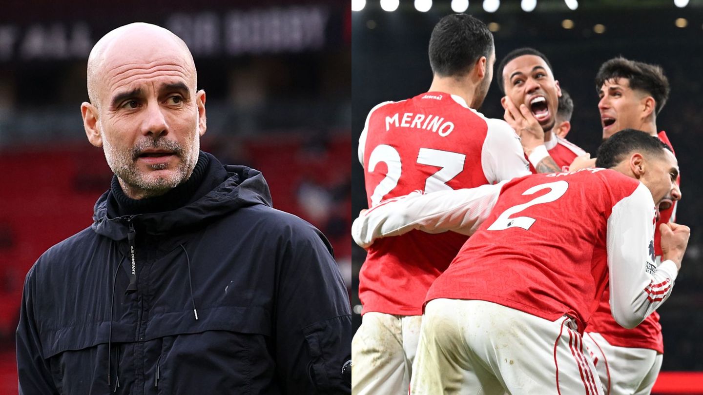 An image of Pep Guardiola and Arsenal players