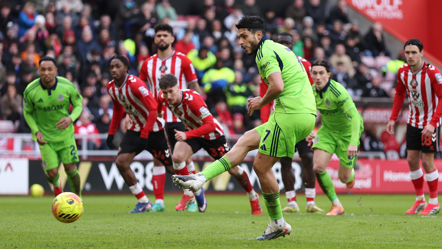Raul Jimenez scores his 13th Premier League penalty to double Fulham's lead at Sunderland