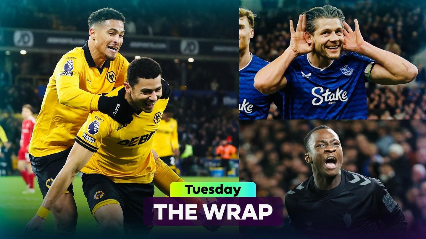 Montage of Gomes, Diarra and Tarkowski celebrating their goal side to side