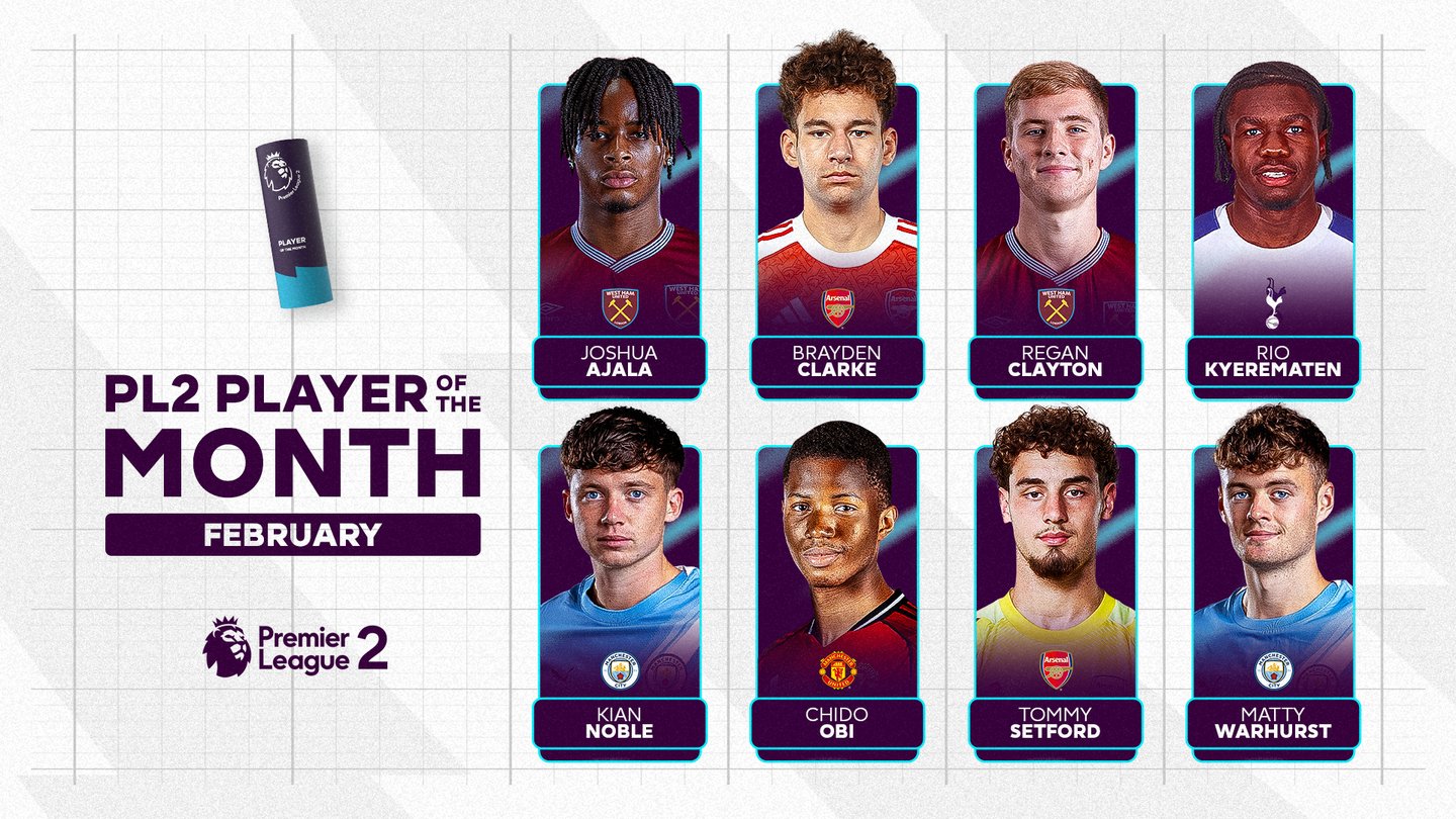 A graphic of the nominees for February's PL2 Player of the Month