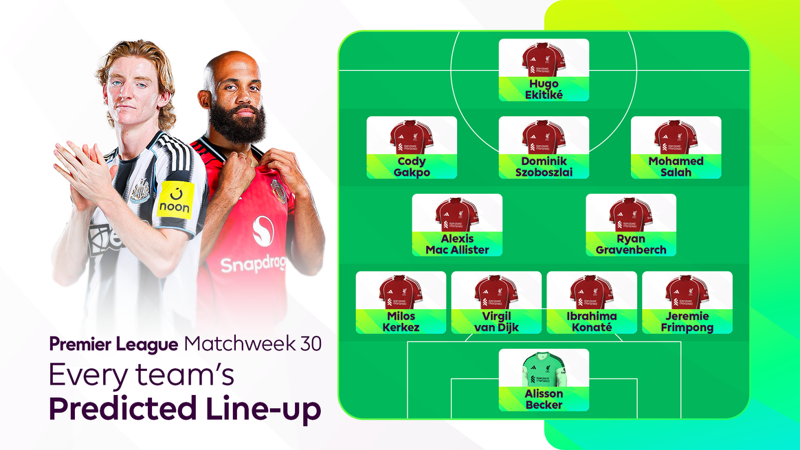 Predicted line-up for Matchweek 30 lead graphic