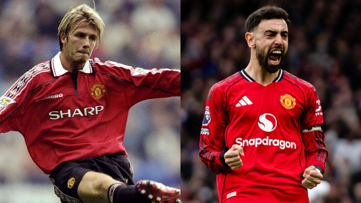 David Beckham (left), Bruno Fernandes (right)