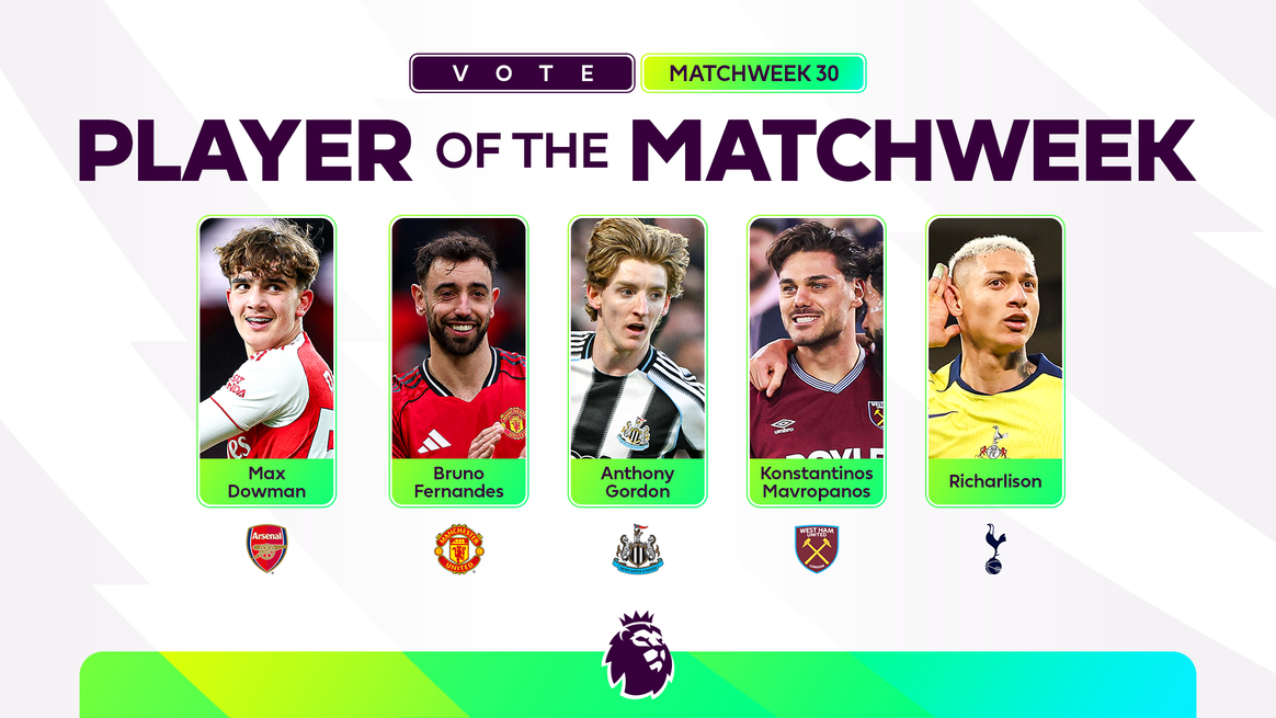 A graphic for vote for your Player of the Matchweek for Matchweek 30