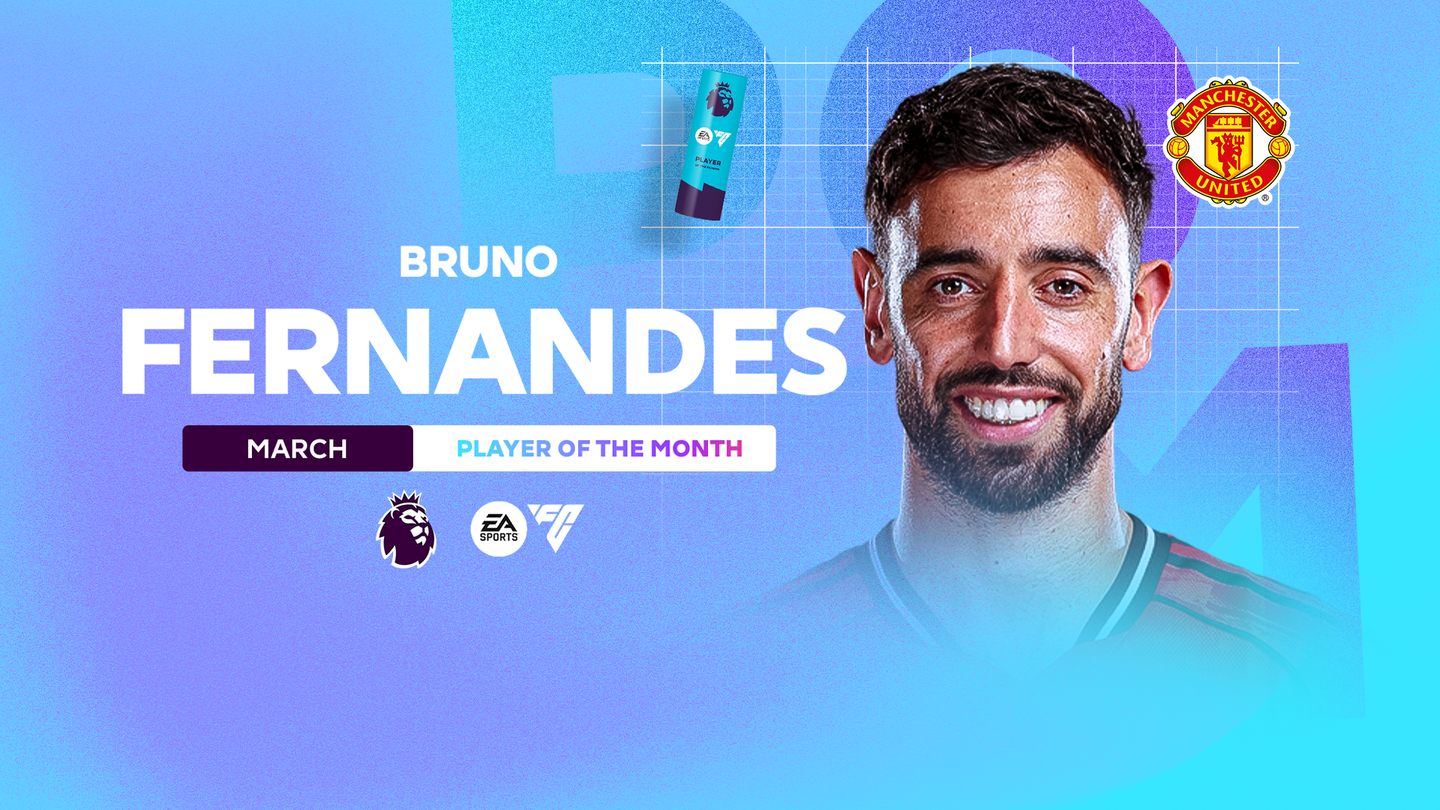 An image of March 2026 Player of the Month winner Bruno Fernandes