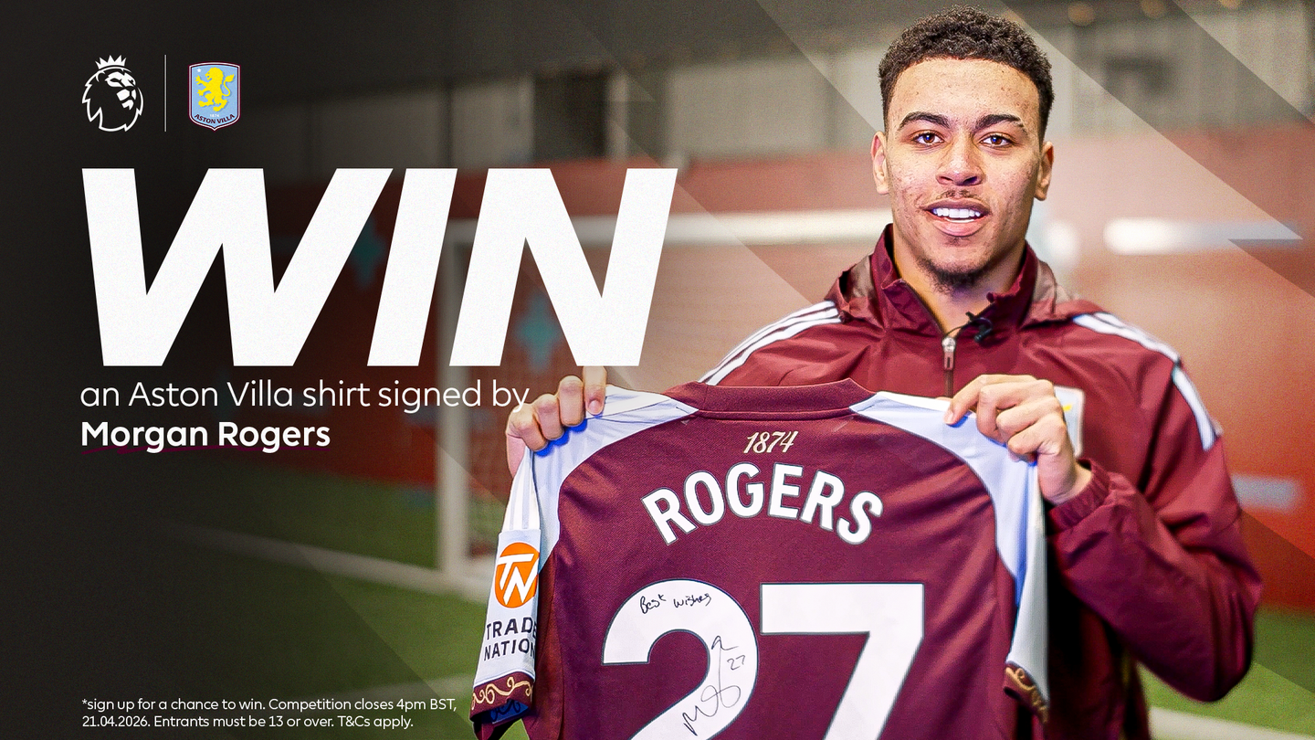 A graphic of Morgan Rogers holding a signed shirt