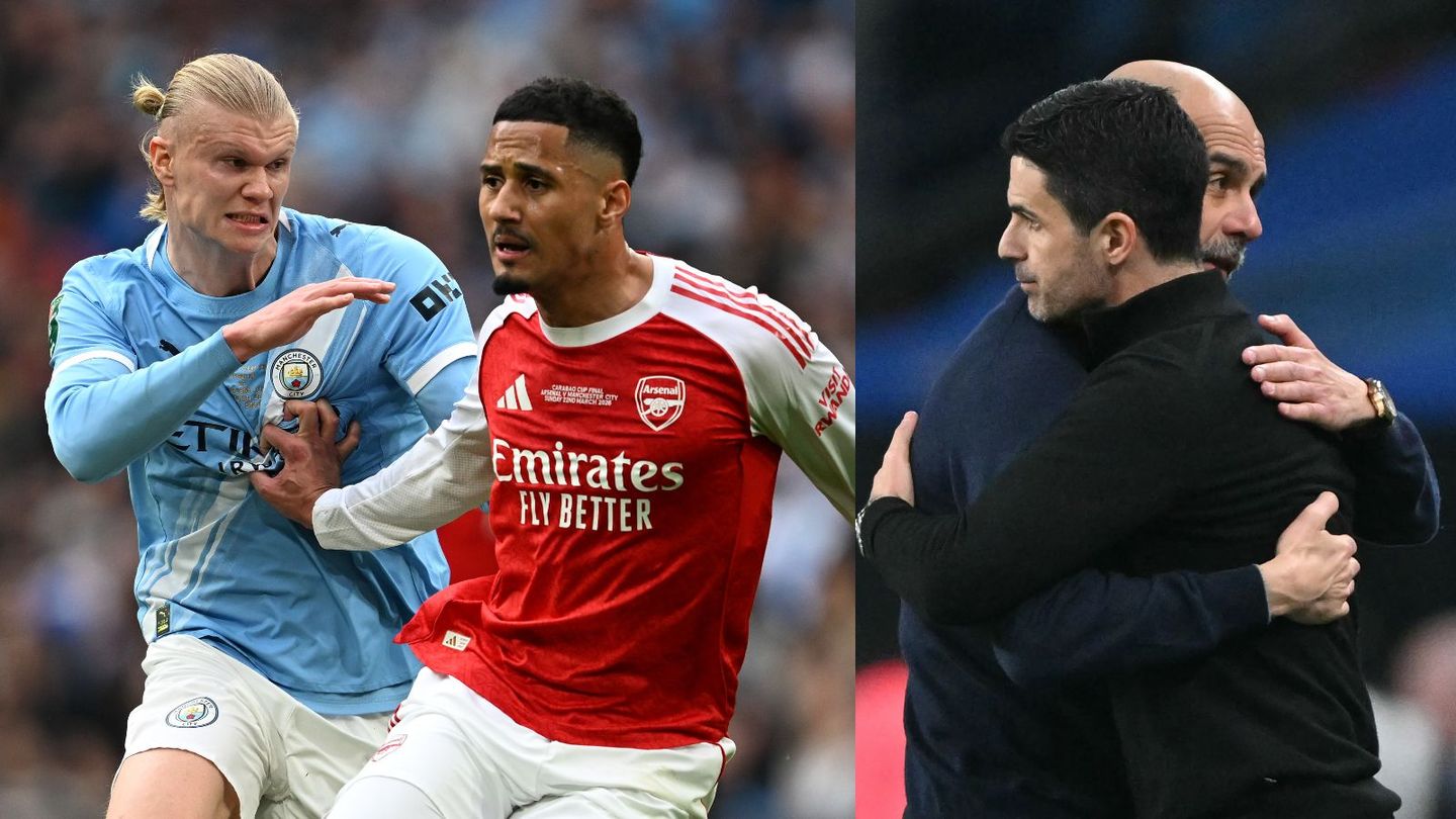 Haaland battles with Saliba, Arteta and Guardiola embrace