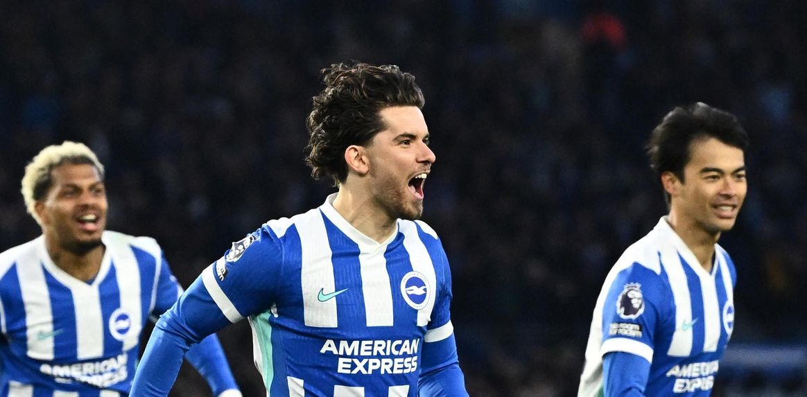 Ferdi Kadioglu celebrates scoring for Brighton
