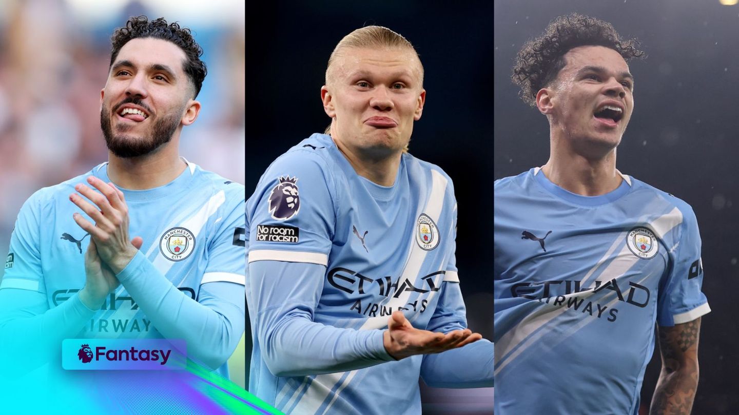 An image of Rayan Cherki, Erling Haaland and Nico O'Reilly for FPL