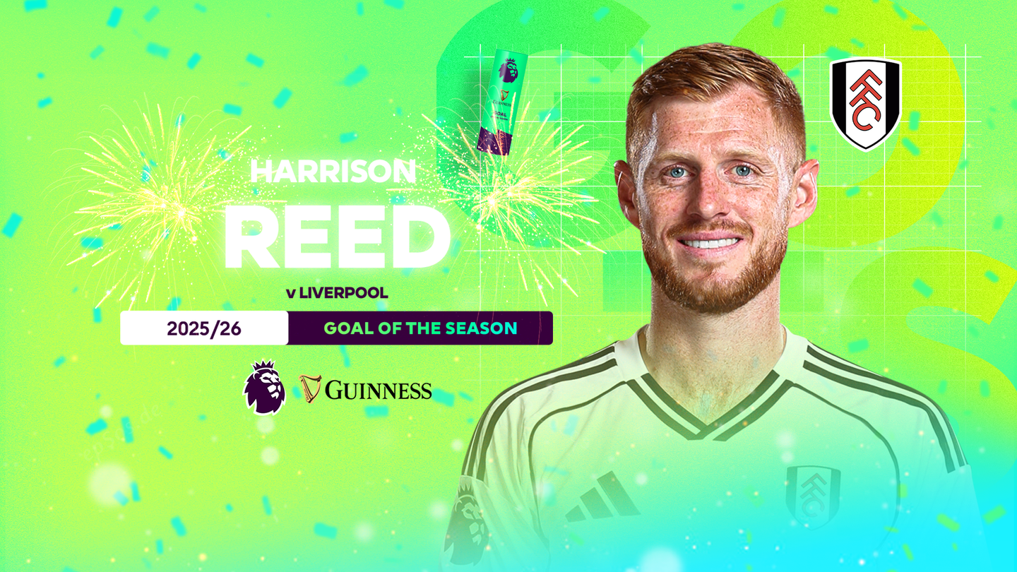 A graphic of the 2025/26 Guinness Goal of the Season winner, Harrison Reed