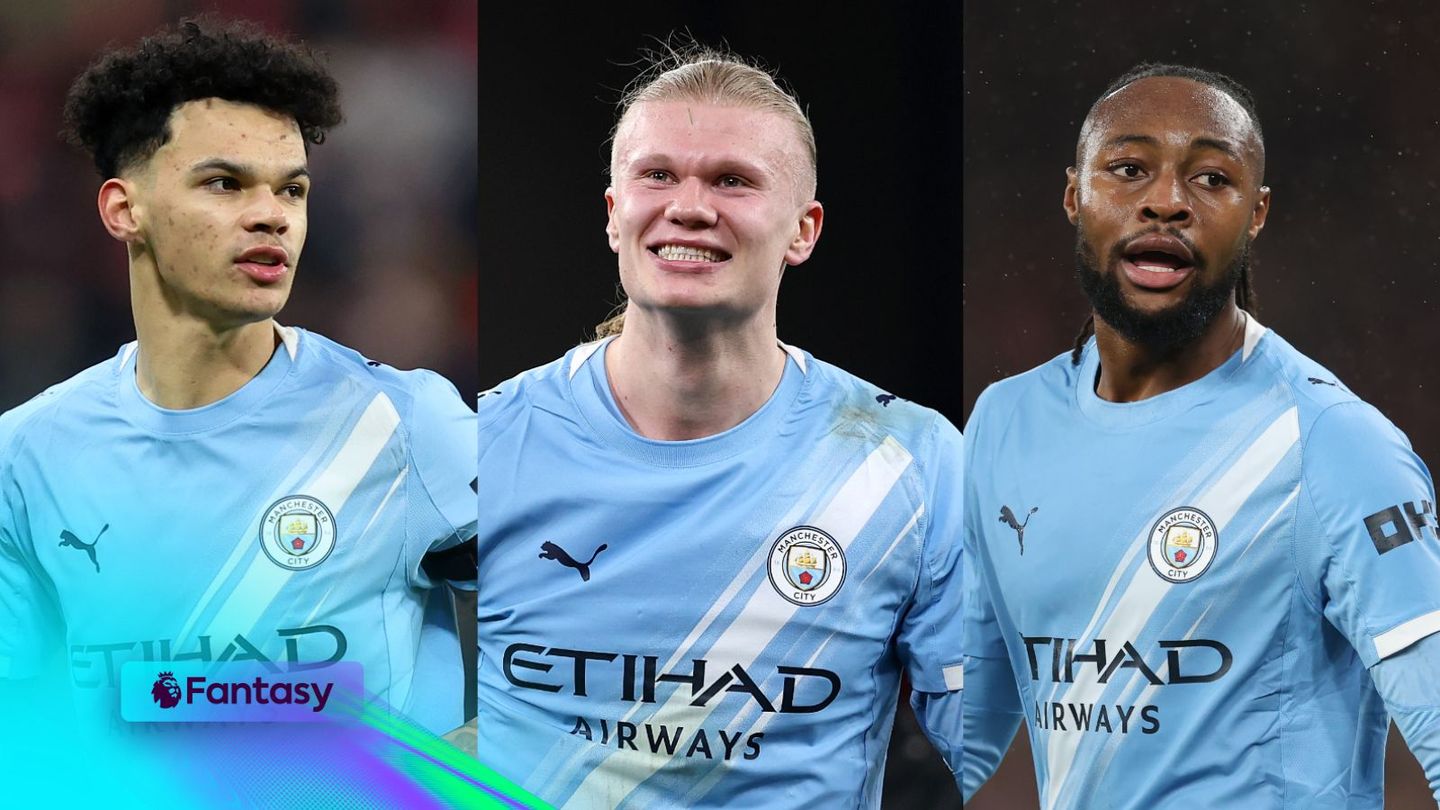 A composite of Nico O'Reilly, Erling Haaland and Antoine Semenyo for FPL