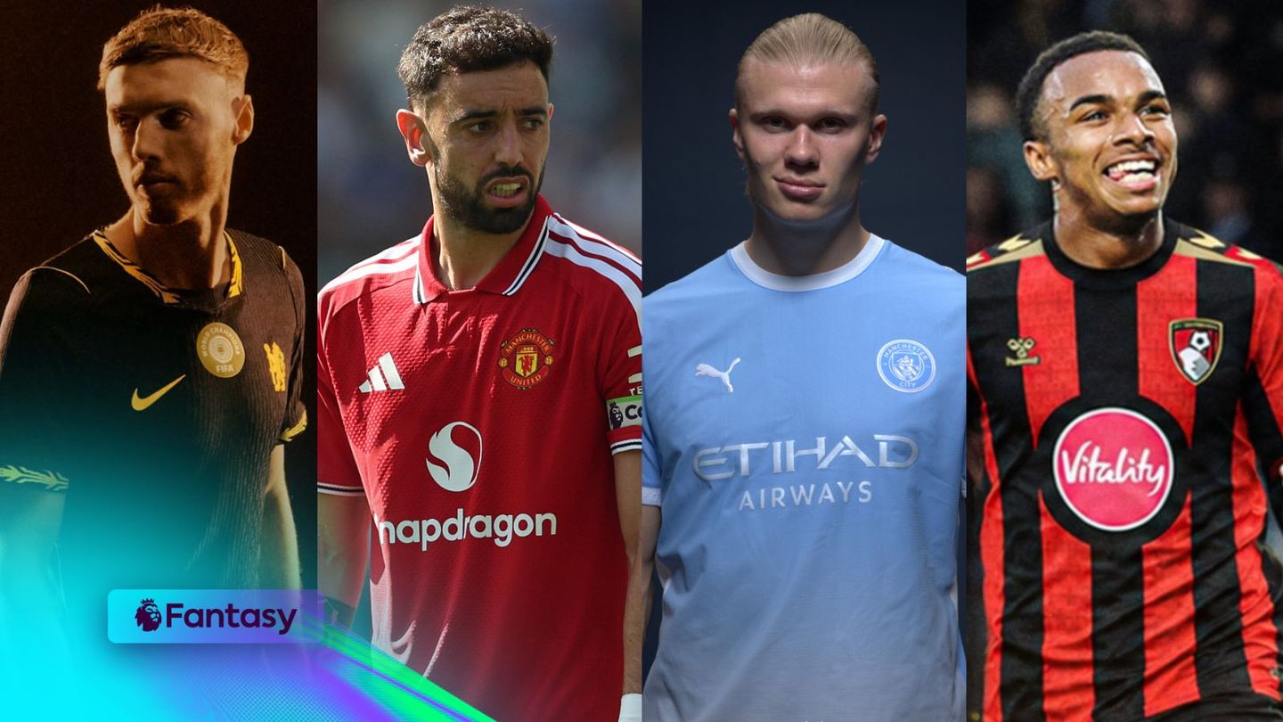 An image of Cole Palmer, Bruno Fernandes, Erling Haaland and Junior Kroupi for FPL