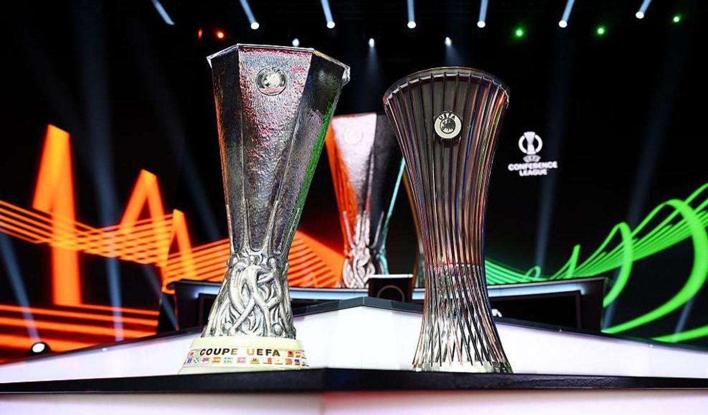 UEFA Europa League and Conference League trophies