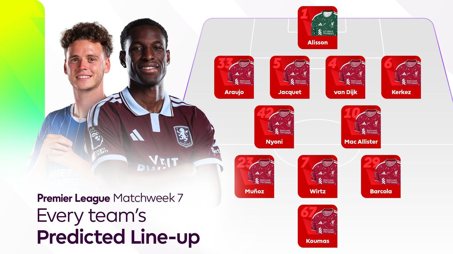 Predicted line-ups for remaining Premier League Matchweek 7 fixtures