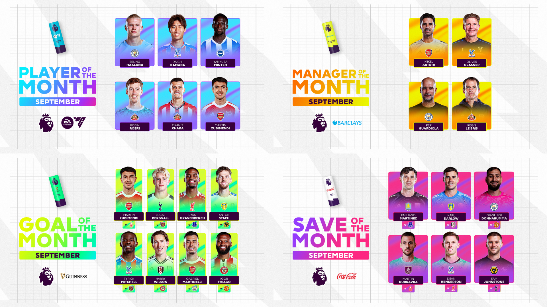 VOTE for September 2025's Premier League award winners