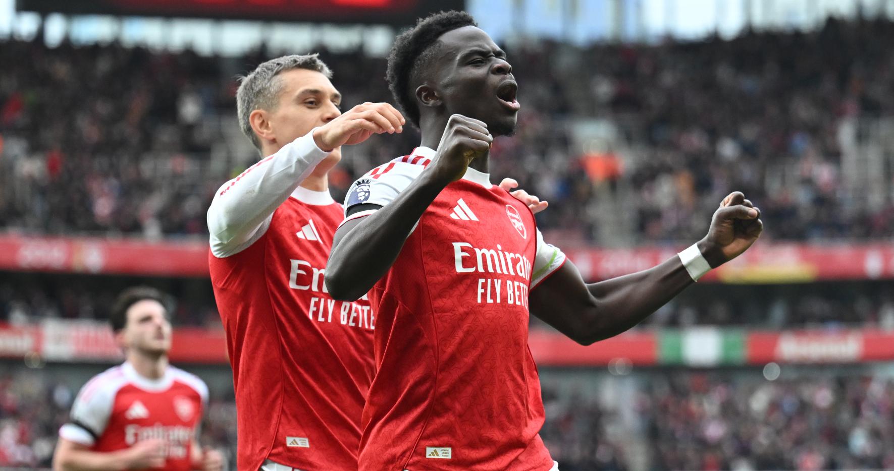 Saka and Rice on target as Arsenal go top